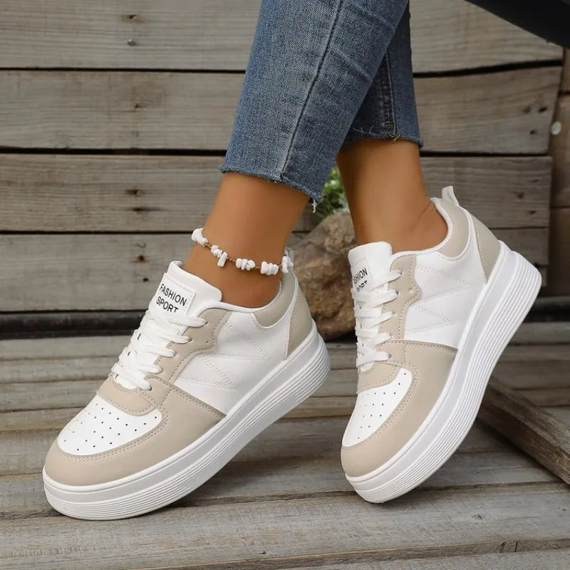 Sapatilhas Femininas Chunky com Plataforma | Bico Redondo e Atacadores