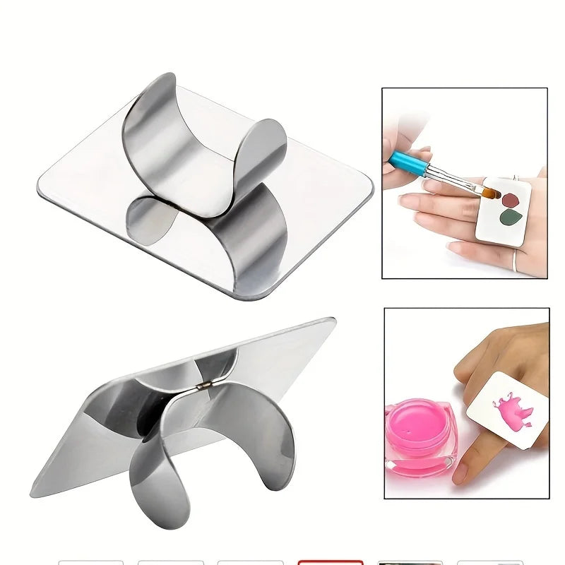 Paleta de Mistura de Maquilhagem em Aço Inoxidável | Espátula para Base e Arte de Unhas
