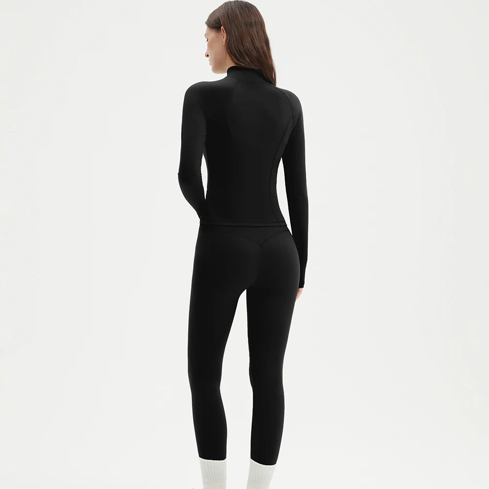 Conjunto de Yoga 2 Peças Feminino | Fato de Treino de Manga Longa com Leggings