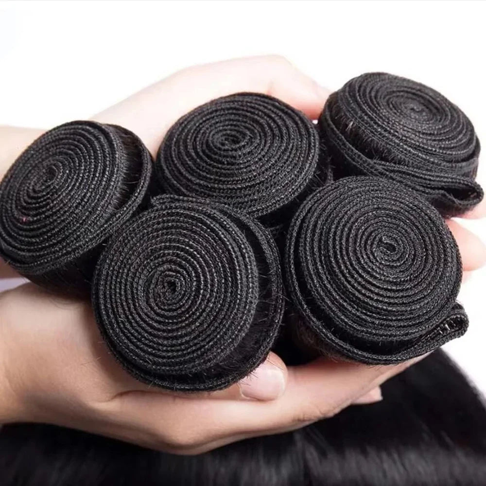 Madeixas de Cabelo Brasileiro Body Wave | 100% Cabelo Humano Virgem | 1/2/3/4 PCS | Preto Natural