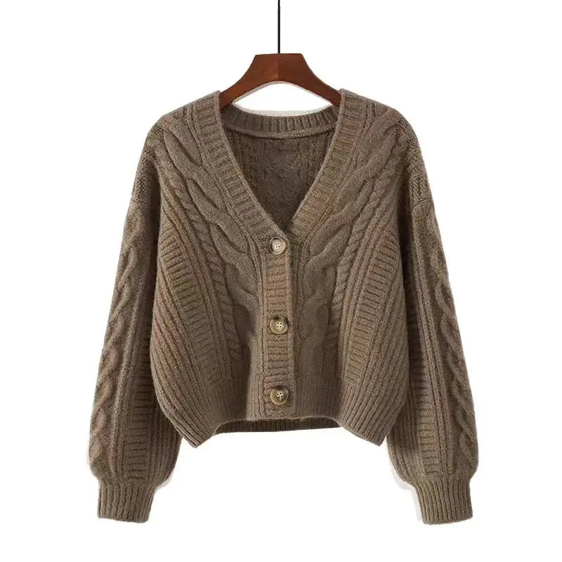 Camisola Cardigan Feminina de Malha | Manga Batwing Vintage Outono Inverno