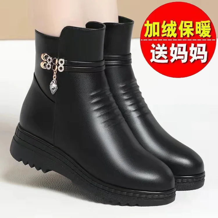 Botas de Neve Femininas com Plataforma e Fivela — Quentes e Casuais para Inverno